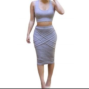 Bodicon top and skirt.
